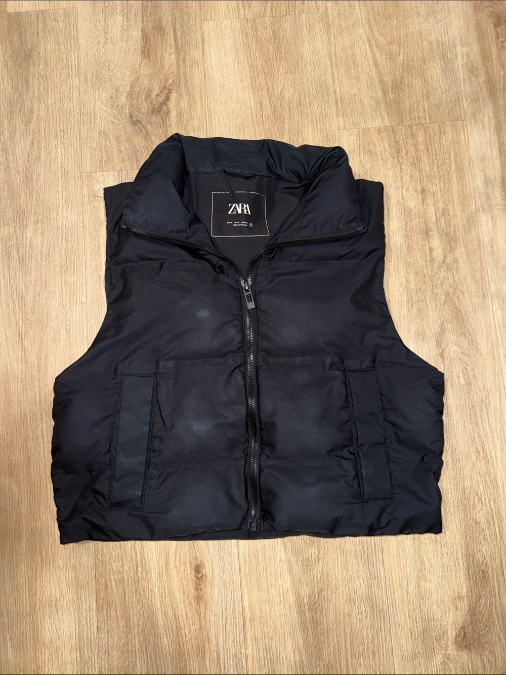 Zara Black Cropped Puffer Vest